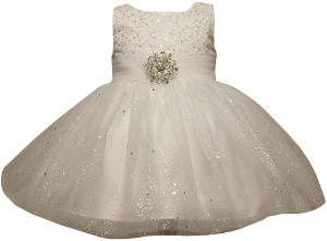 GIRLS DRESSES W/BROACH (IVORY)